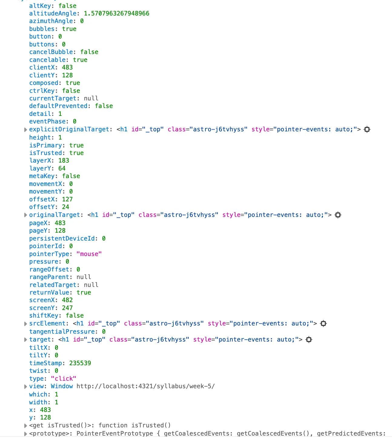 event object